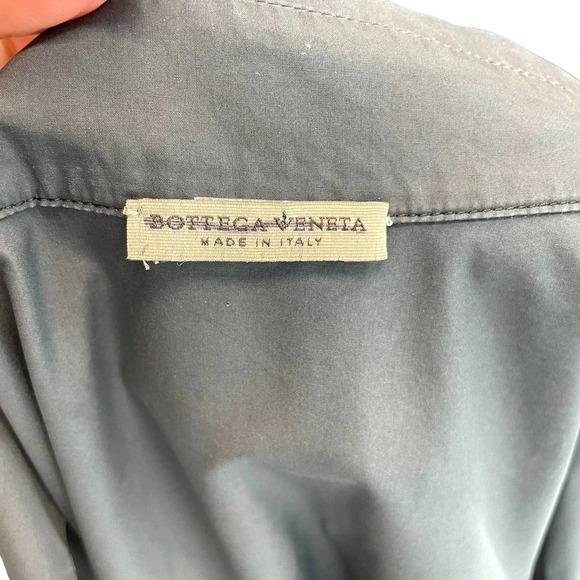 Bottega Veneta Charcoal Black Open Front‎ Collard Shirt *SAMPLE *Damaged Small - Picture 7 of 8